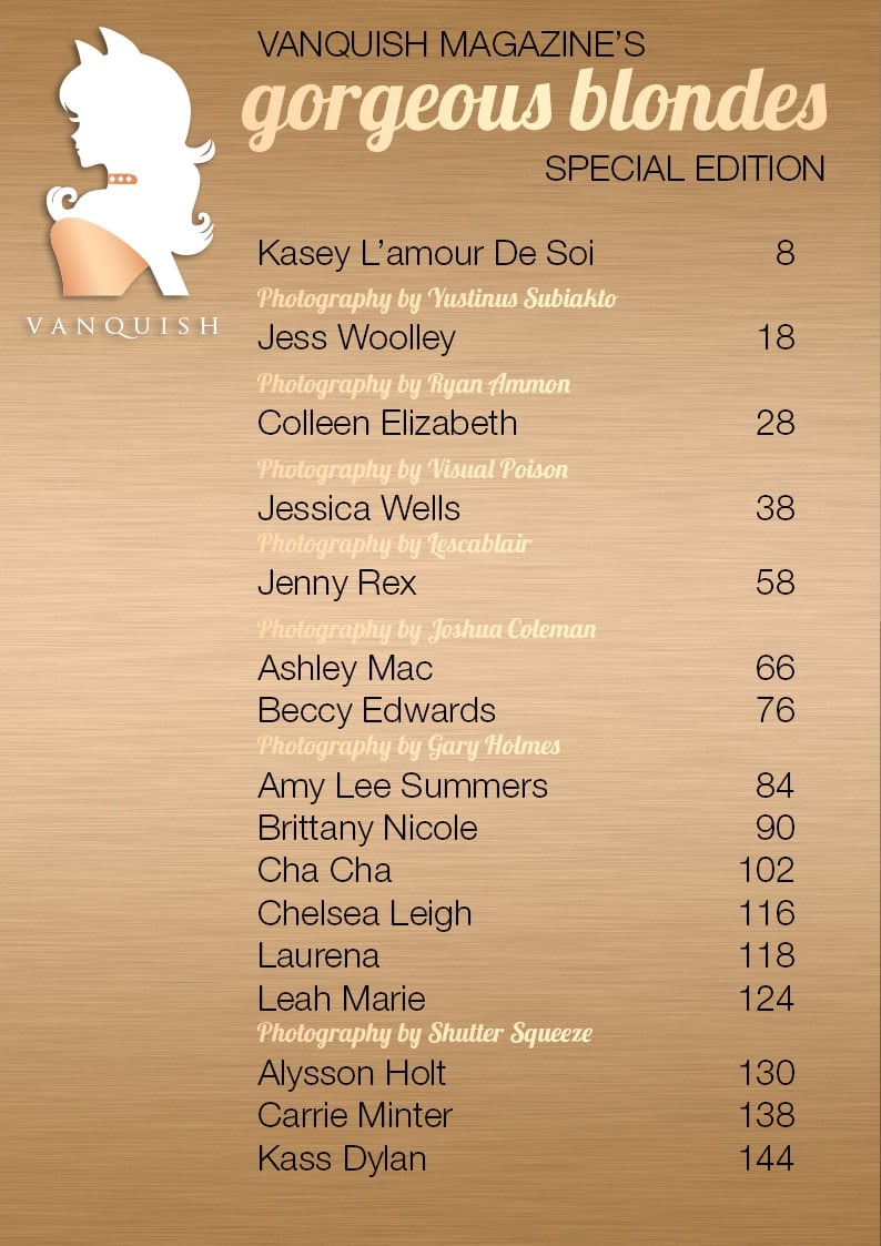 Vanquish Magazine - Gorgeous Blondes - Shelby Leger - Book